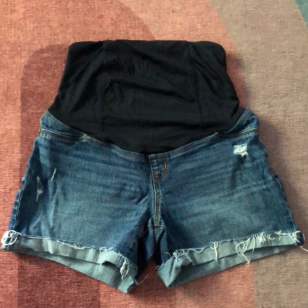 Maternity Jean Shorts with hi-lo waistband
